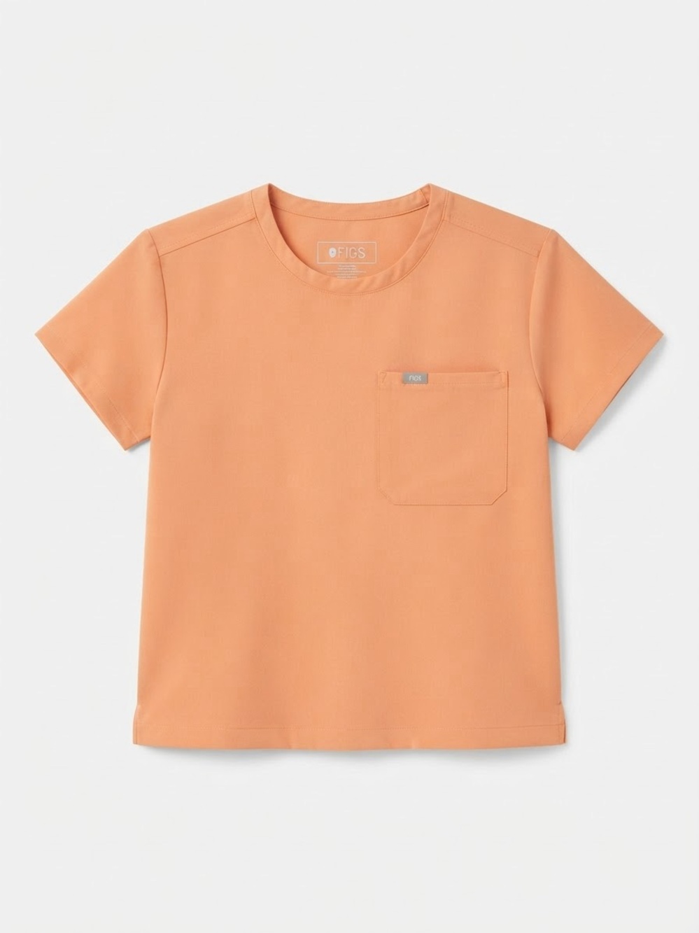 Figs Short Sleeve Tee in Peach Orange with Chest Pocket style 1000893